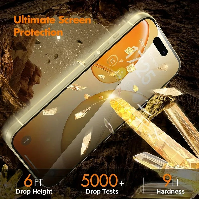 4Pcs Easy Install 360°Privacy Tempered Glass For iPhone 17 16 15 14 13 11 12 Pro Max Plus X XR XS Anti-spy Screen Protector